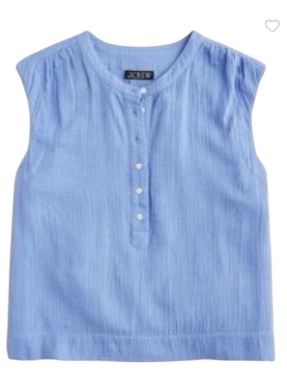 J.Crew Cora Soft Sleeveless Button Henley Top Blue EauC Sz Large